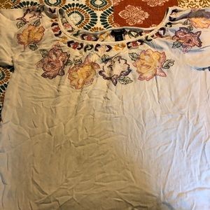 Gauze shirt with ethnic design